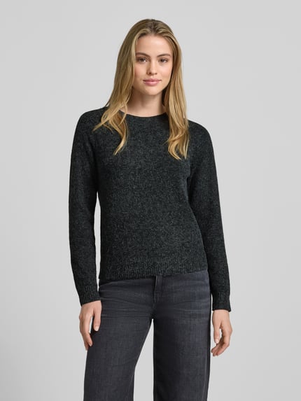 VERO MODA Sweter z dzianiny o kroju regular fit z raglanowymi rękawami model ‘DOFFY’ Czarny 4