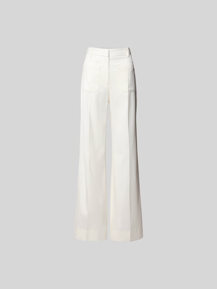flared fit stoffen broek van wolmix Shop The Look MANNEQUINE