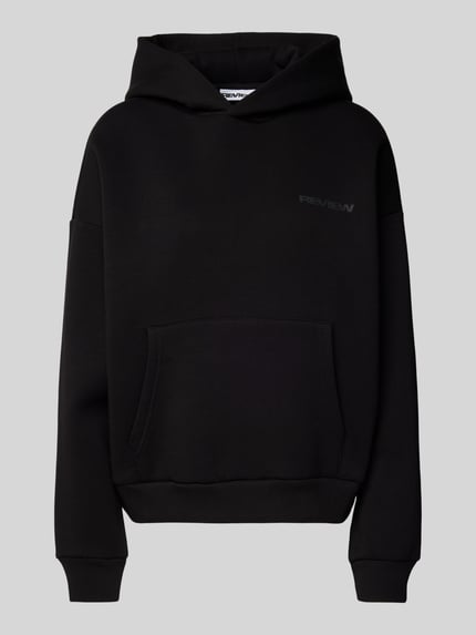 REVIEW Oversized Hoodie mit Label-Print Black 2