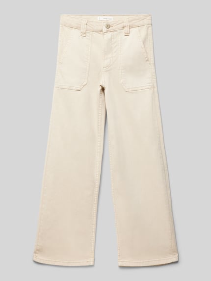 MANGO Flared Jeans mit Ziernähten Modell 'utility2' Ecru 1