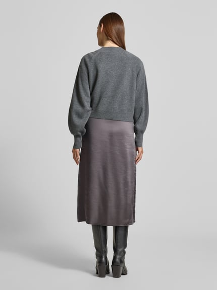 BOSS Körpernahes Freizeitkleid aus Schurwoll-Kaschmir-Mix Modell 'FIALINA' Dunkelgrau Melange 5