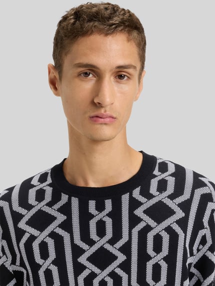 HUGO Sweter z dzianiny o kroju regular fit z mieszanki wiskozy model ‘SOUVAWN’ Czarny 3