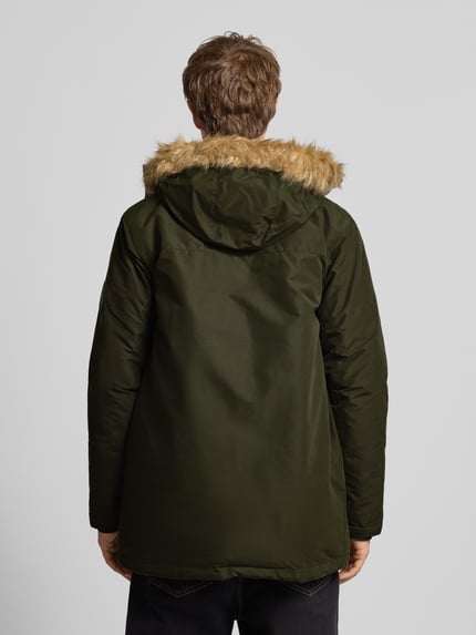 JACK & JONES Parka mit Pattentaschen und Kapuze mit Kunstfell Oliv 5