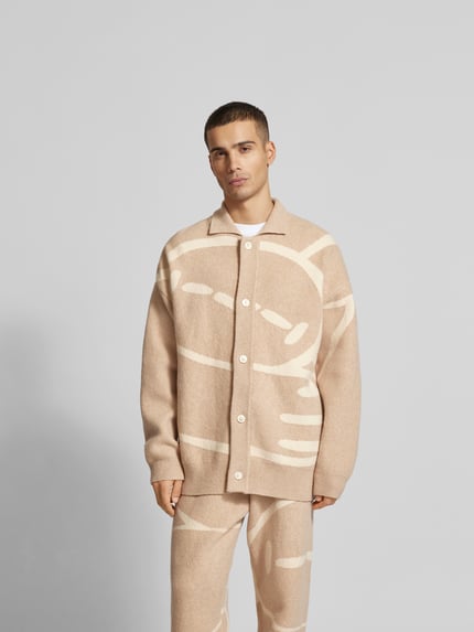 ISNURH Kurtka o kroju oversized z dzianiny z dodatkiem wełny model ‘DAHLIA’ Beżowy 4