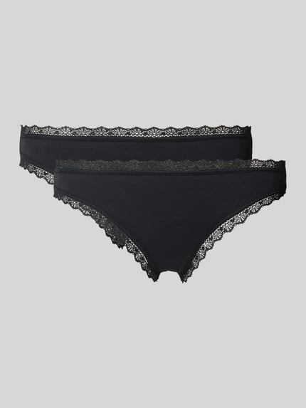 SNOCKS String met kanten afwerking in 2-pack Zwart - 1