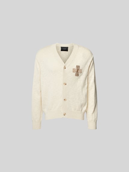 ISNURH Gebreid jack met motiefstitching Zand - 2