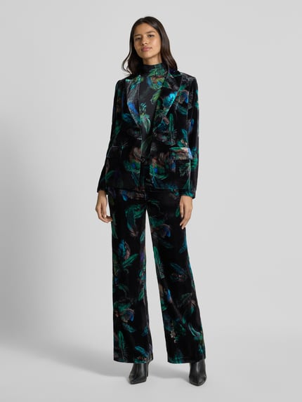 Marc Cain Wide Fit Hose aus Samt im Allover-Look Dunkelgruen 1