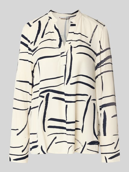 Produktfoto, Regular Fit Hemdbluse aus reiner Viskose von Tommy Hilfiger, Optik: Allover-Muster in Dunkelblau auf cremeweiß, feine Webstruktur