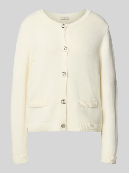 Milano Italy Regular Fit Strickjacke mit Viskose- und Kaschmir-Anteil Offwhite 2