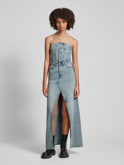 Weekday Kleid mit Knopfleiste Modell 'Scottsdale' Jeansblau 4