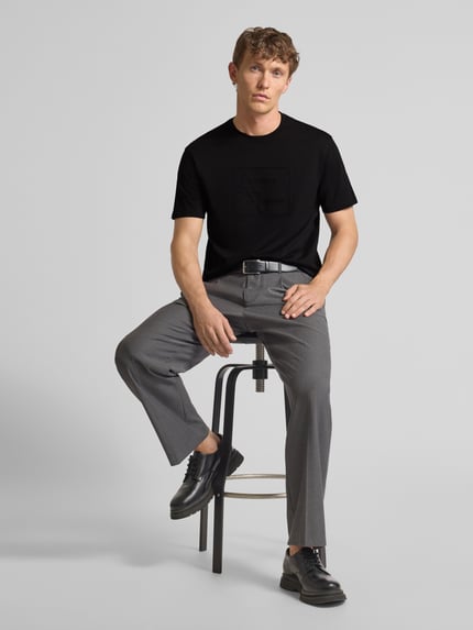 Armani Exchange T-shirt z prążkowanym okrągłym dekoltem Czarny 1