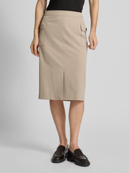 Christian Berg Woman Selection Knie-lange kokerrok met cargozakken Taupe - 4