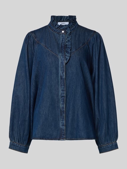 SUNCOO PARIS Regular fit met jeansblouse met ruches, model 'LIVELY' Donkerblauw - 2
