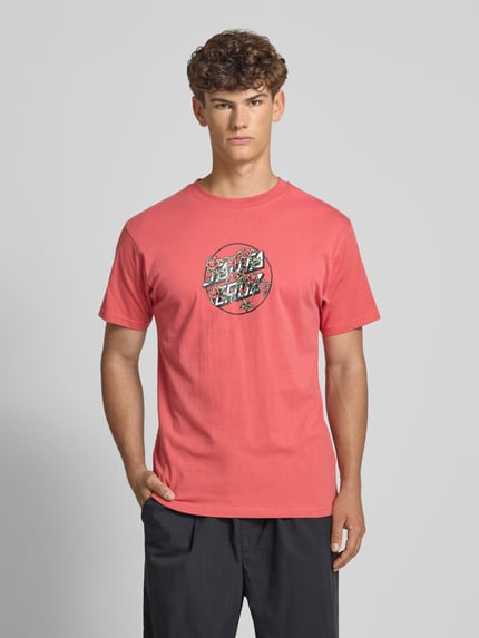 Santa Cruz T-Shirt mit Label-Print und Rundhalsausschnitt Koralle 4