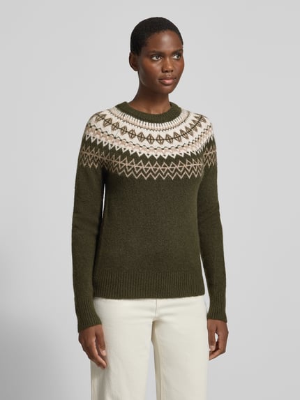 VERO MODA Pullover mit kontrastreichem Rundpasse-Design Dunkelgruen 4