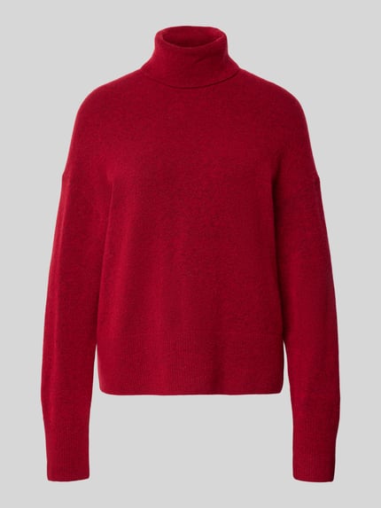 Produktfoto, Regular Fit Rollkragenpullover aus Schurwoll-Mix von Marc O'Polo Denim in melierter Optik, rot, Stricktextur, langarm, Rippbündchen