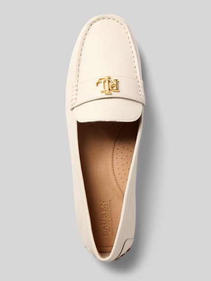 Produktfoto, Loafer aus echtem Rindsleder Modell 'BARNSBURY' von Lauren Ralph Lauren, Optik: Unifarben, Schuhspitze eckig, Glattleder, Logo-Applikation, flache Absatzform, Schlupf/offen, profilierte Sohle, Materialverarbeitung: Glattleder.