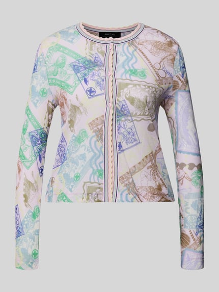 Marc Cain Strickjacke im Allover-Look mit Rundhalsausschnitt Rose 2