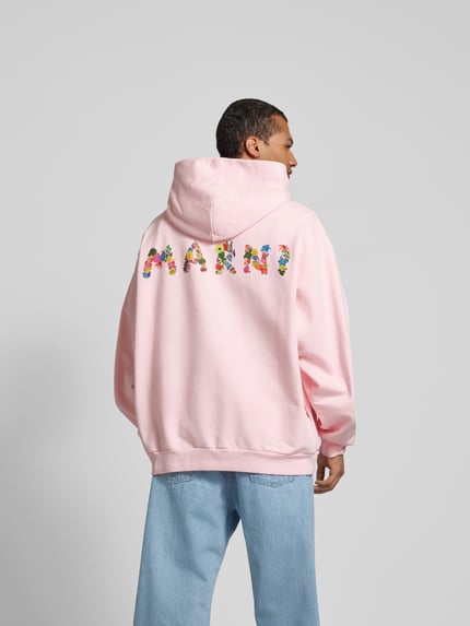 Marni Bluza z kapturem o kroju oversized z nadrukiem z logo Różowy 5