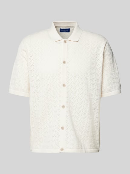 JACK & JONES Regular Fit Freizeithemd mit Lochstickerei Modell 'NOTO' Offwhite 2