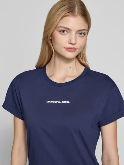 Colourful Rebel T-Shirt mit Label-Print Marine 3