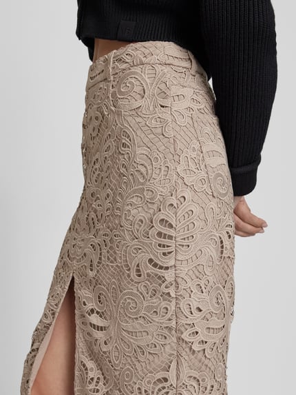 Self-Portrait Midirok met loopsplit Taupe - 3