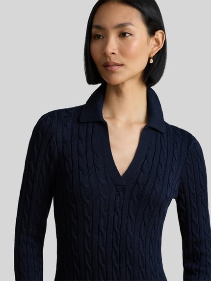 Lauren Ralph Lauren Slim Fit Strickkleid aus Baumwoll-Viskose-Mix Marine 3