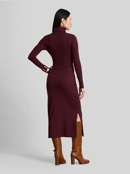 Lauren Ralph Lauren Regular Fit Freizeitkleid aus Baumwoll-Modal-Mix Bordeaux 4