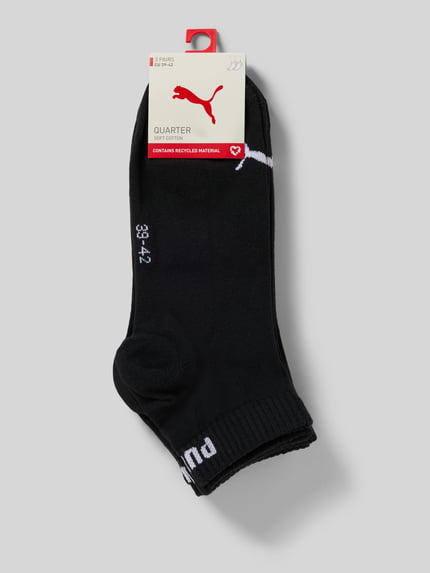 Produktfoto, schwarze Sneakersocken mit Logo im 3er-Pack von PUMA, aus Baumwoll-Mix mit Stretch-Anteil, körpernahe Passform, Herren