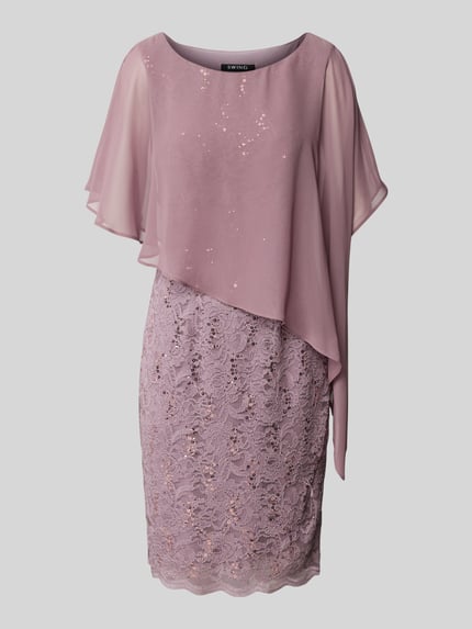 SWING Knielanges Cocktailkleid mit Paillettenbesatz Mauve 2