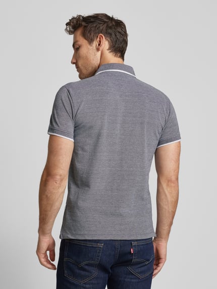 Casual Friday slim fit poloshirt met logo-stitching model 'TRISTAN' Marineblauw gemêleerd - 5