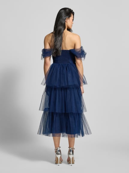 Lace & Beads Abendkleid im Stufen-Look Marine 5