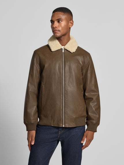 Lindbergh Bomberjacke mit gerippten Abschlüssen Mittelbraun 4