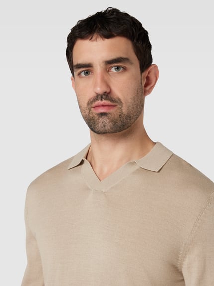 Selected Pullover mit Polokragen in unifarbenem Design Offwhite 3