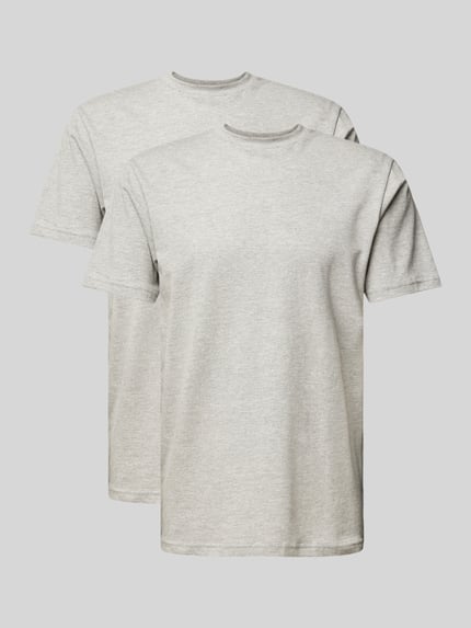 RAGMAN T-shirt z prążkowanym Okrągły dekolt w Zestaw 2 szt. Jasnoszary 2