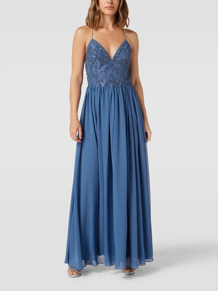 Laona Abendkleid mit Ziersteinbesatz Blau 1