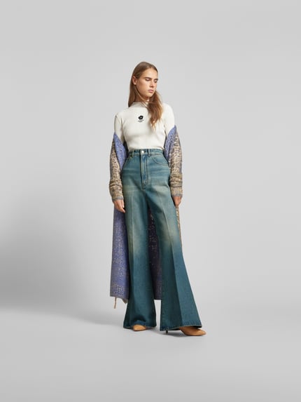Victoria Beckham Jeansy o rozkloszowanym kroju z 5 kieszeni Jeansowy niebieski 1