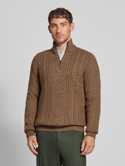 JACK & JONES Premium Sweter z dzianiny z prążkowanymi wykończeniami model ‘BLUSEAN’ Średniobrązowy 4