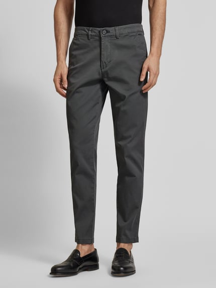 Selected Chinosy o kroju slim fit z mieszanki bawełny model 'MILES' Ciemnoszary 4