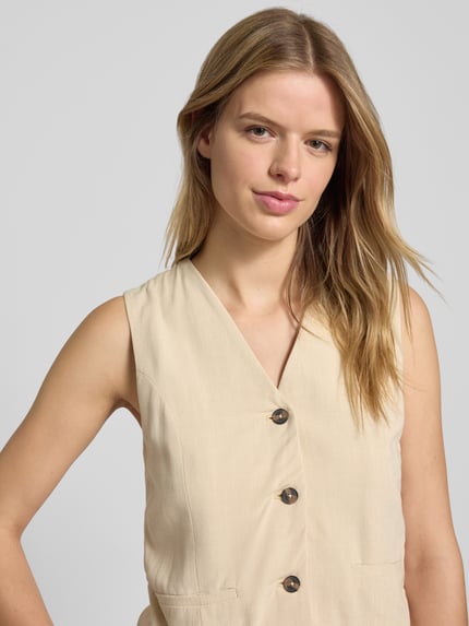 Pepe Jeans Regular Fit Leinenweste aus Viskose-Lyocell-Mix Modell 'STELLA' Offwhite 3