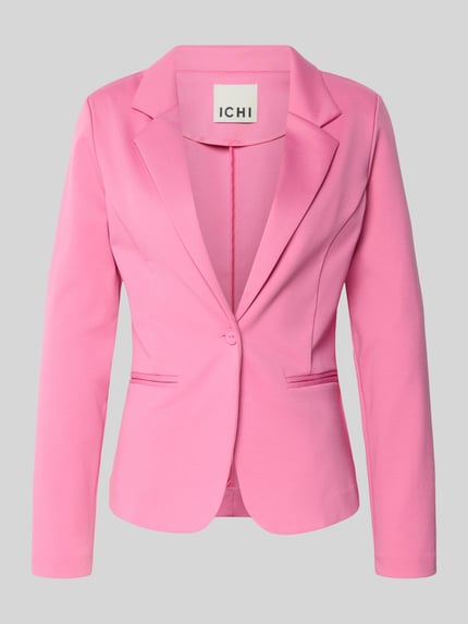 Productfoto, Regular Fit Blazer met viscose-aandeel model 'Kate' van ICHI in elastische roze stof met reverskraag en paspelzakken