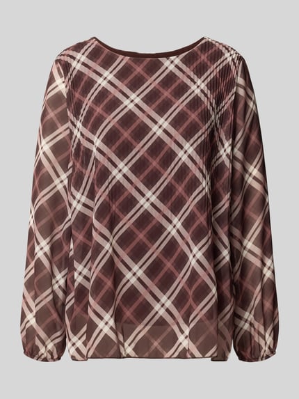 Produktfoto, Relaxed Fit Longsleeve mit Karomuster Modell 'Al44icee' von ZABAIONE, Braun und Creme, leichte Textur, Damen Longsleeve