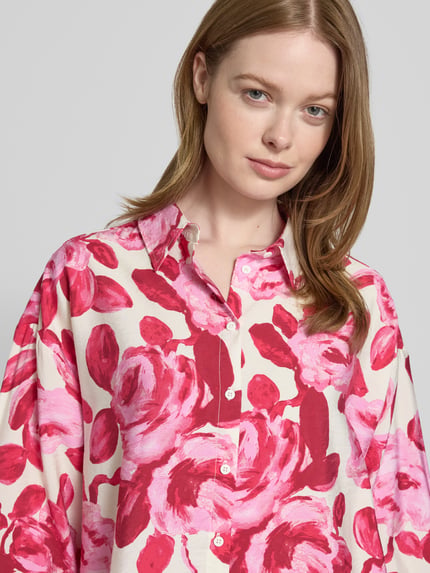 MSCH Copenhagen Regular Fit Bluse mit 3/4-Arm Modell 'Edrina' Pink 3