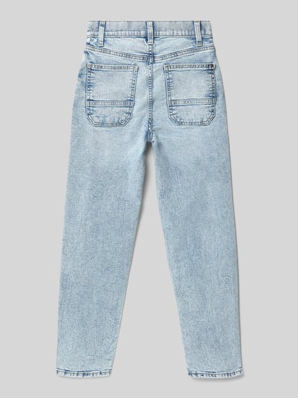 Produktfoto, Straight Fit Jeans aus Baumwoll-Mix von s.Oliver RED LABEL, hellblauer Denim mit Nieten, 5-Pocket-Design, strukturierte Oberfläche