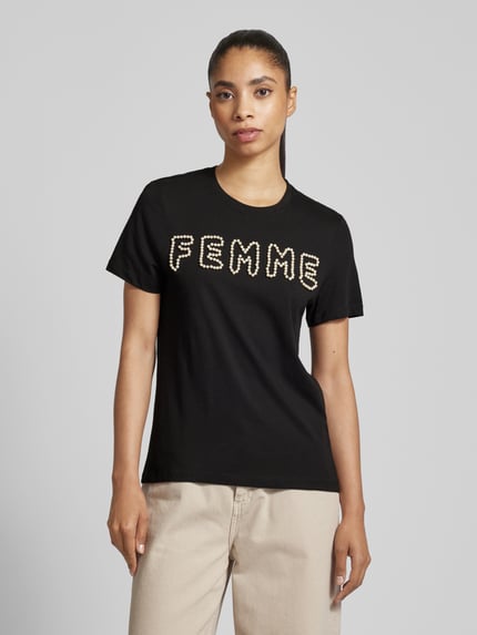 ONLY T-Shirt mit Perlenbesatz Modell 'NANNA' Black 4