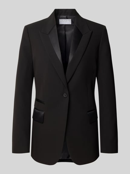 Jake*s Collection Regular Fit Longline Blazer mit Satinrevers Black 2
