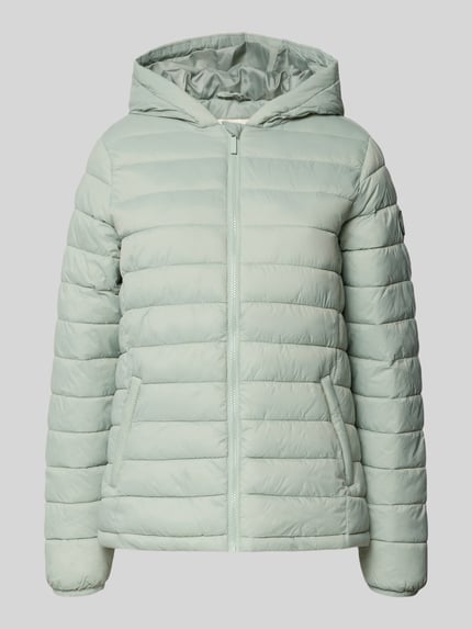 Produktfoto, lichtgroene Steppjacke met capuchon model 'THELMA' van CARS JEANS, regular fit, rits, steekzakken, dames
