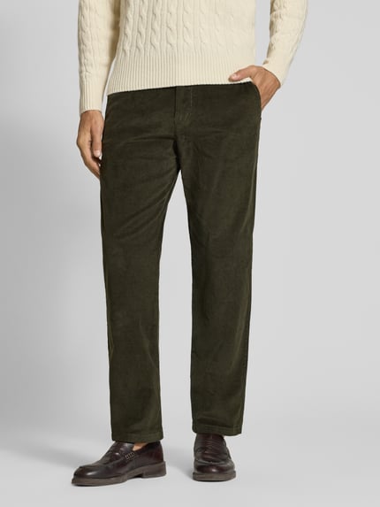 Selected Regular fit broek met bandplooi Olijfgroen - 4