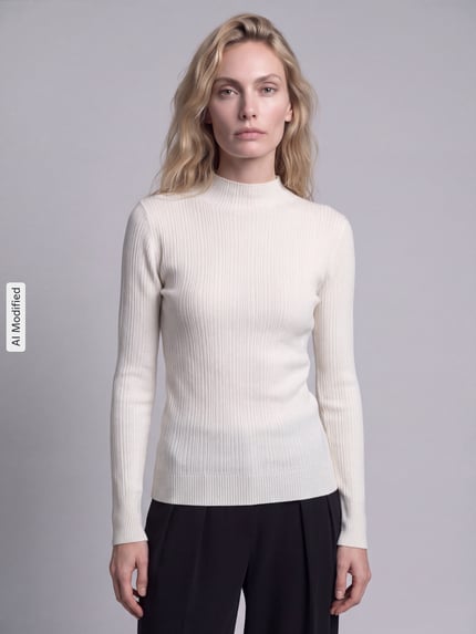 Jake*s Collection Slim Fit Turtleneck-Pullover aus reiner Wolle Offwhite 4