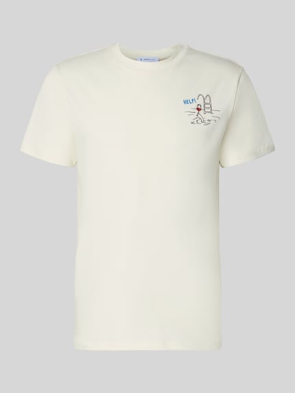 Produktfoto, T-Shirt mit Motiv-Print und Rundhalsausschnitt von Manuel Ritz, reine Baumwolle, Regular Fit, Rückenlänge 36 cm, cremefarben